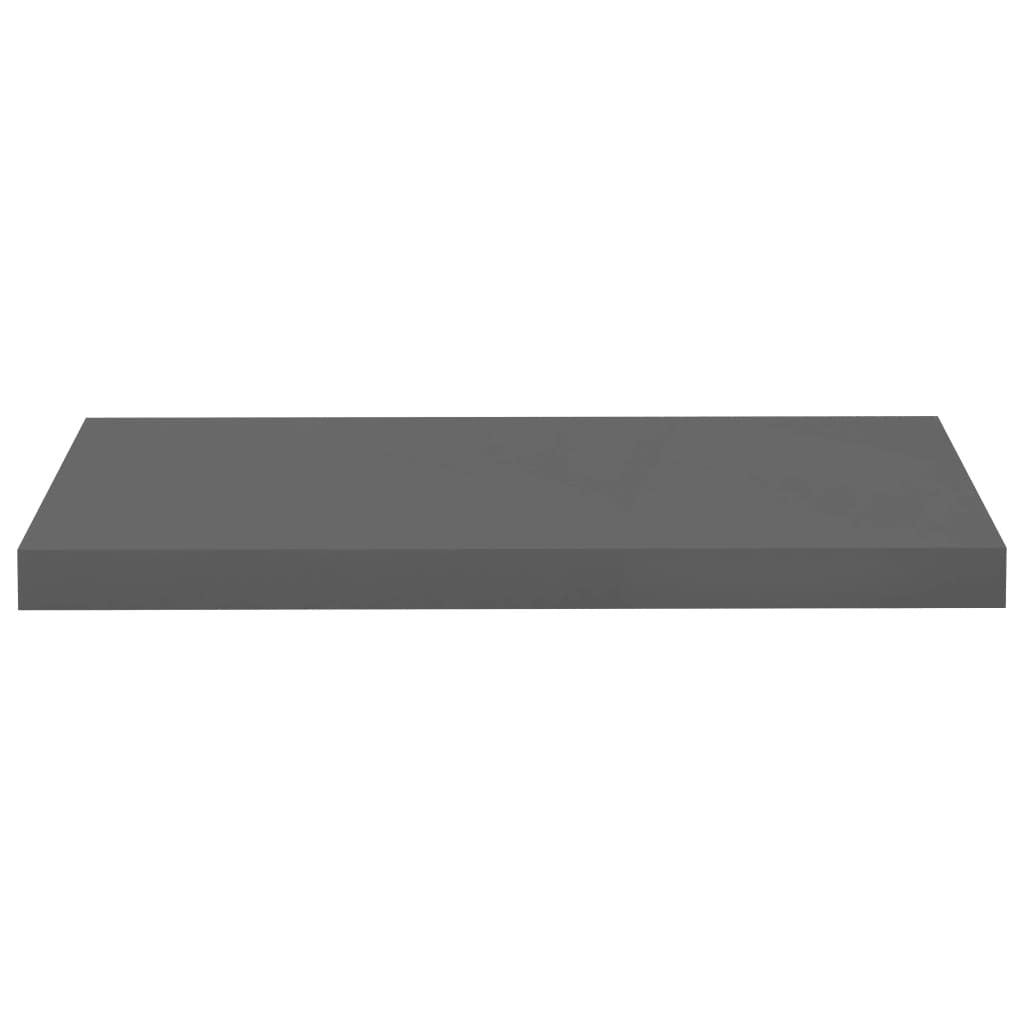 Floating Wall Shelf High Gloss Gray 23.6"x9.3"x1.5" MDF