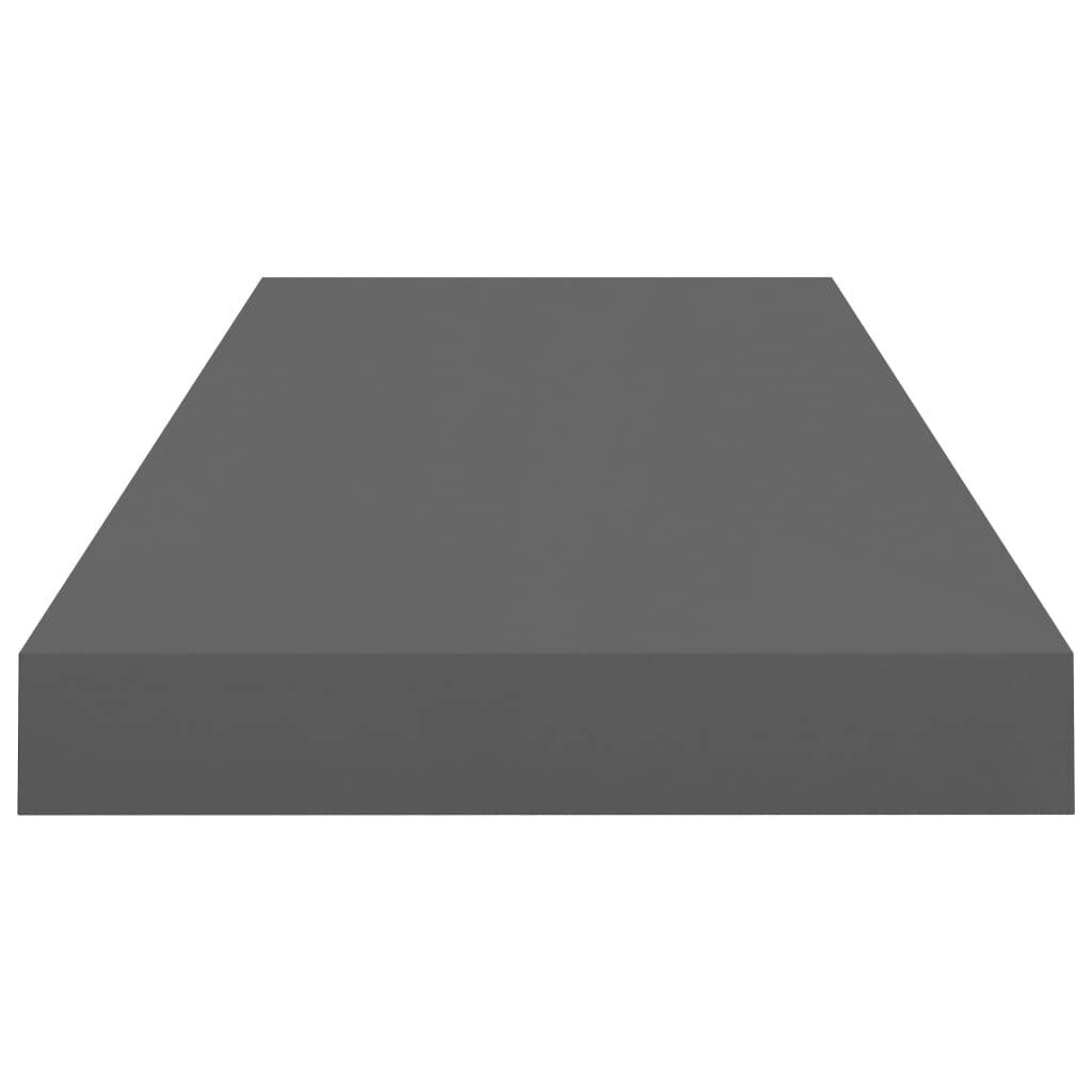 Floating Wall Shelf High Gloss Gray 23.6"x9.3"x1.5" MDF