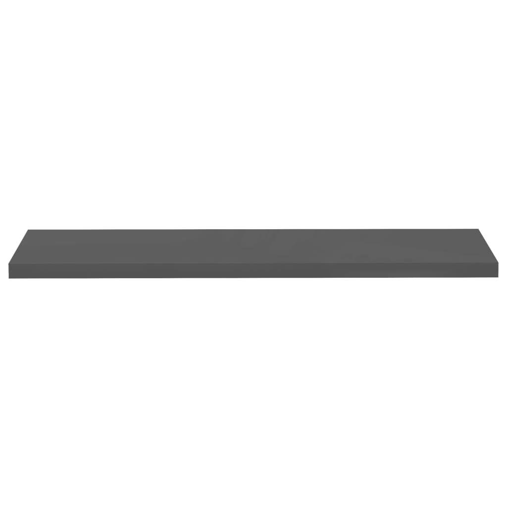 Floating Wall Shelves 2 pcs High Gloss Gray 47.2"x9.3"x1.5" MDF