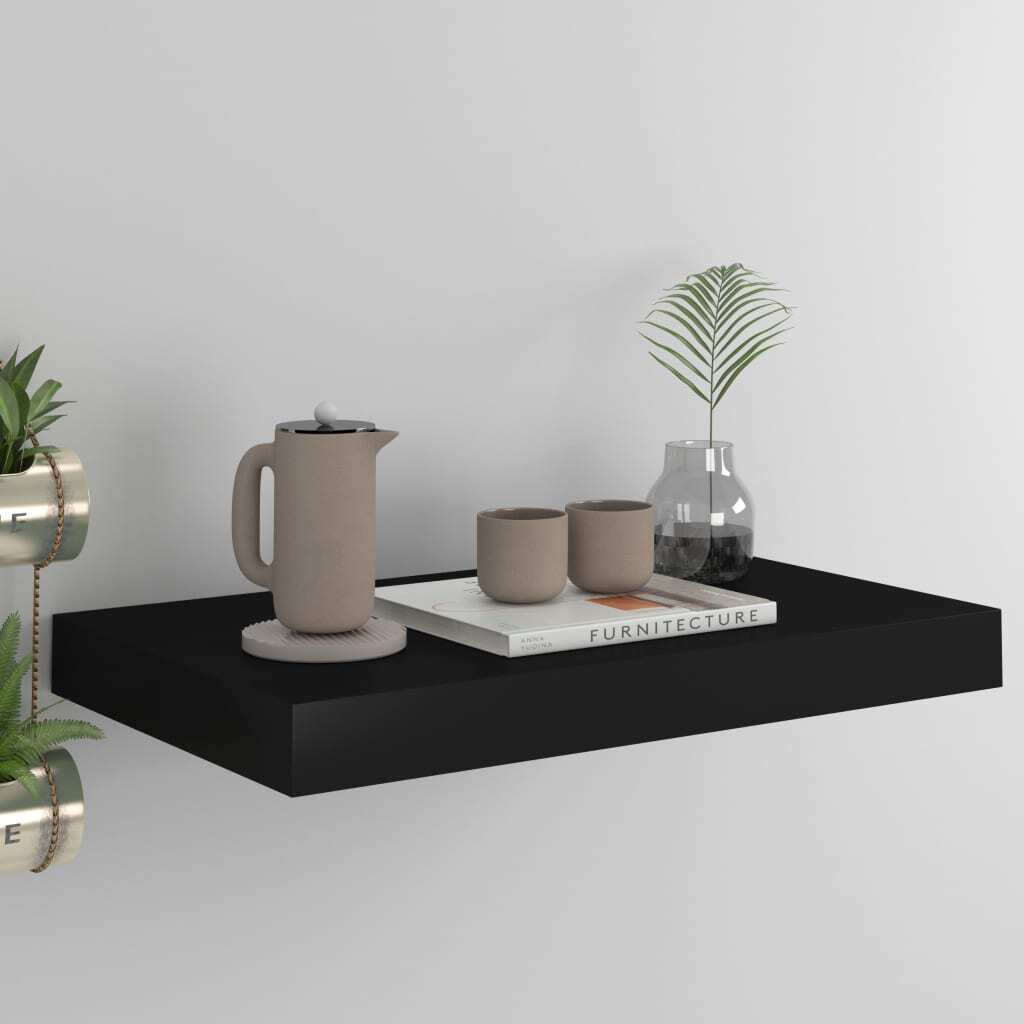 Floating Wall Shelf Black 15.7"x9.1"x1.5" MDF