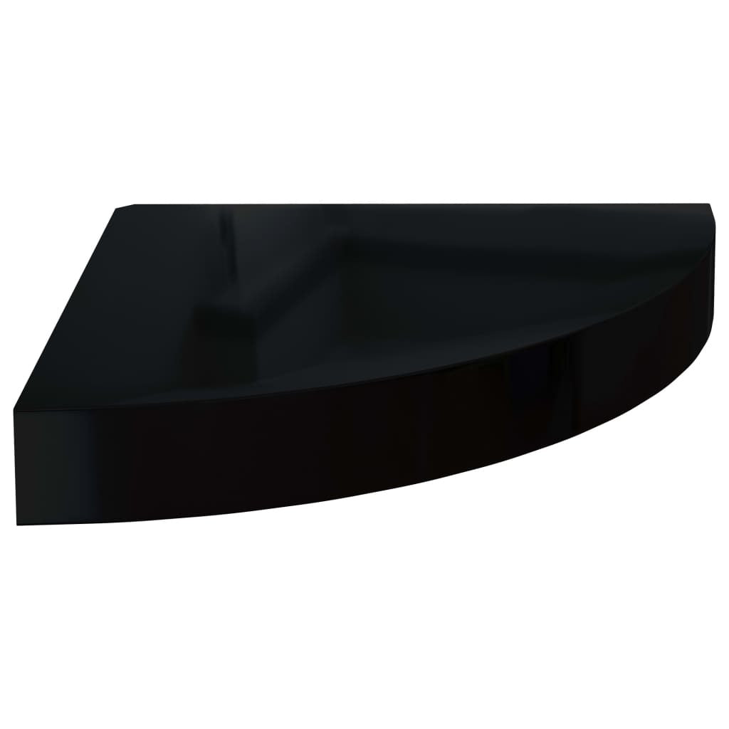 Floating Corner Shelves 2 pcs High Gloss Black 9.8"x9.8"x1.5" MDF