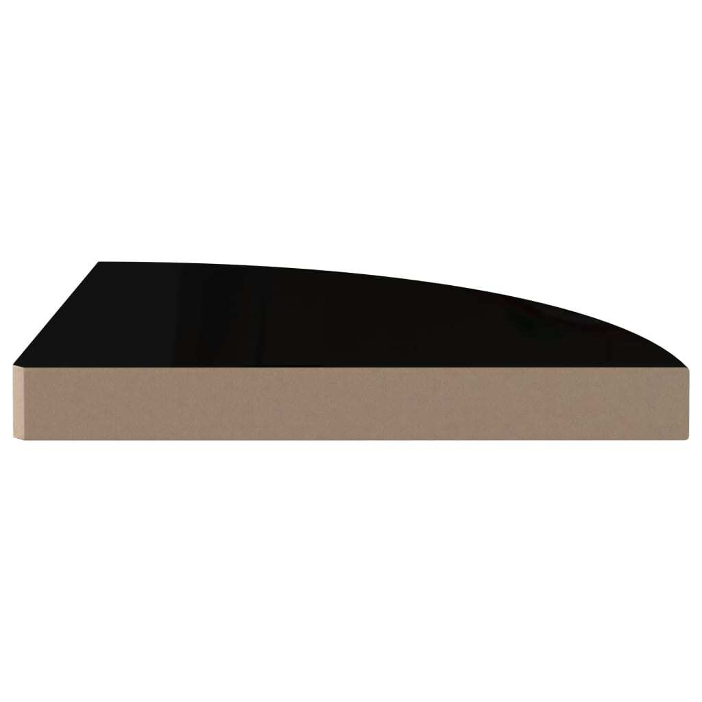 Floating Corner Shelves 2 pcs High Gloss Black 13.8"x13.8"x1.5" MDF