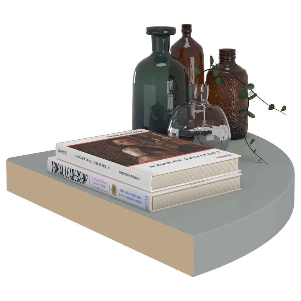 Floating Corner Shelves 4 pcs Gray 13.8"x13.8"x1.5" MDF