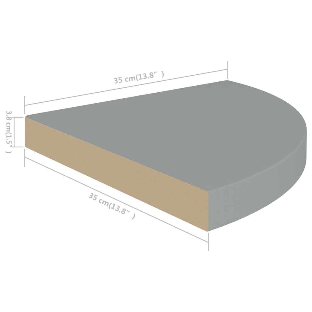 Floating Corner Shelves 4 pcs Gray 13.8"x13.8"x1.5" MDF