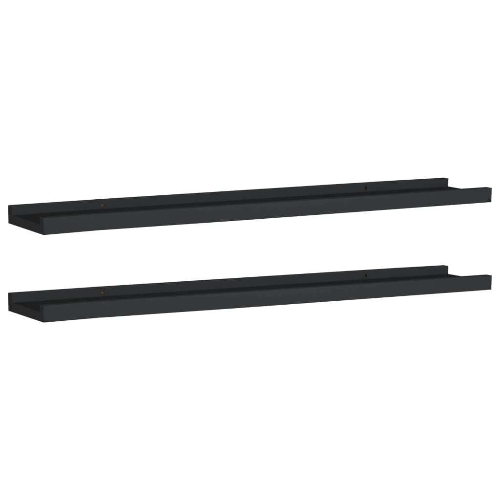Picture Frame Ledge Shelves 2 pcs Black 31.5"x3.5"x1.2" MDF
