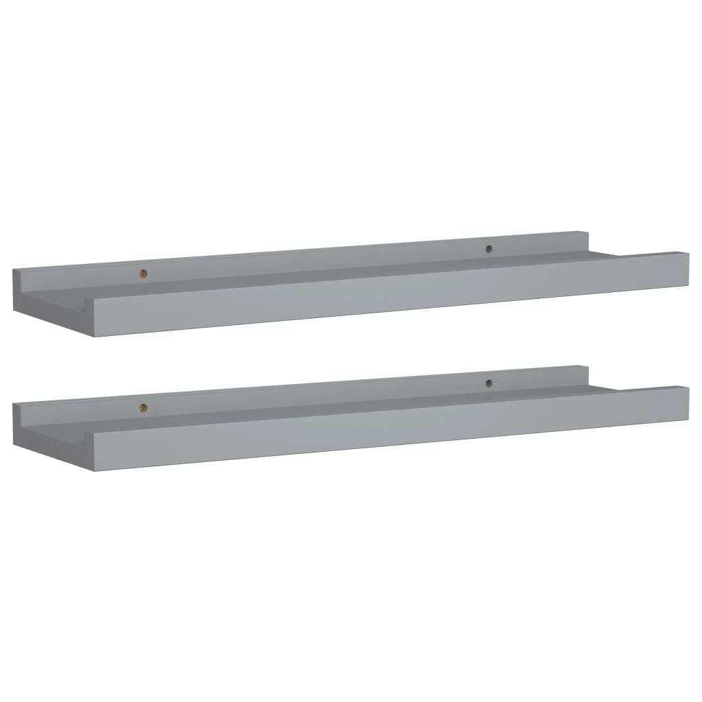 Picture Frame Ledge Shelves 2 pcs Gray 15.7"x3.5"x1.2" MDF