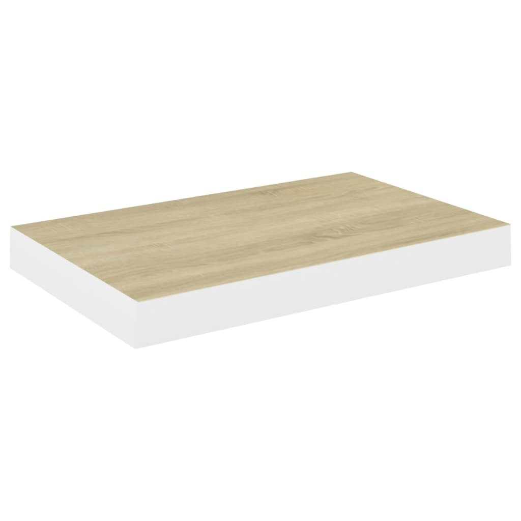 Floating Wall Shelves 2 pcs Oak and White 15.7"x9.1"x1.5" MDF