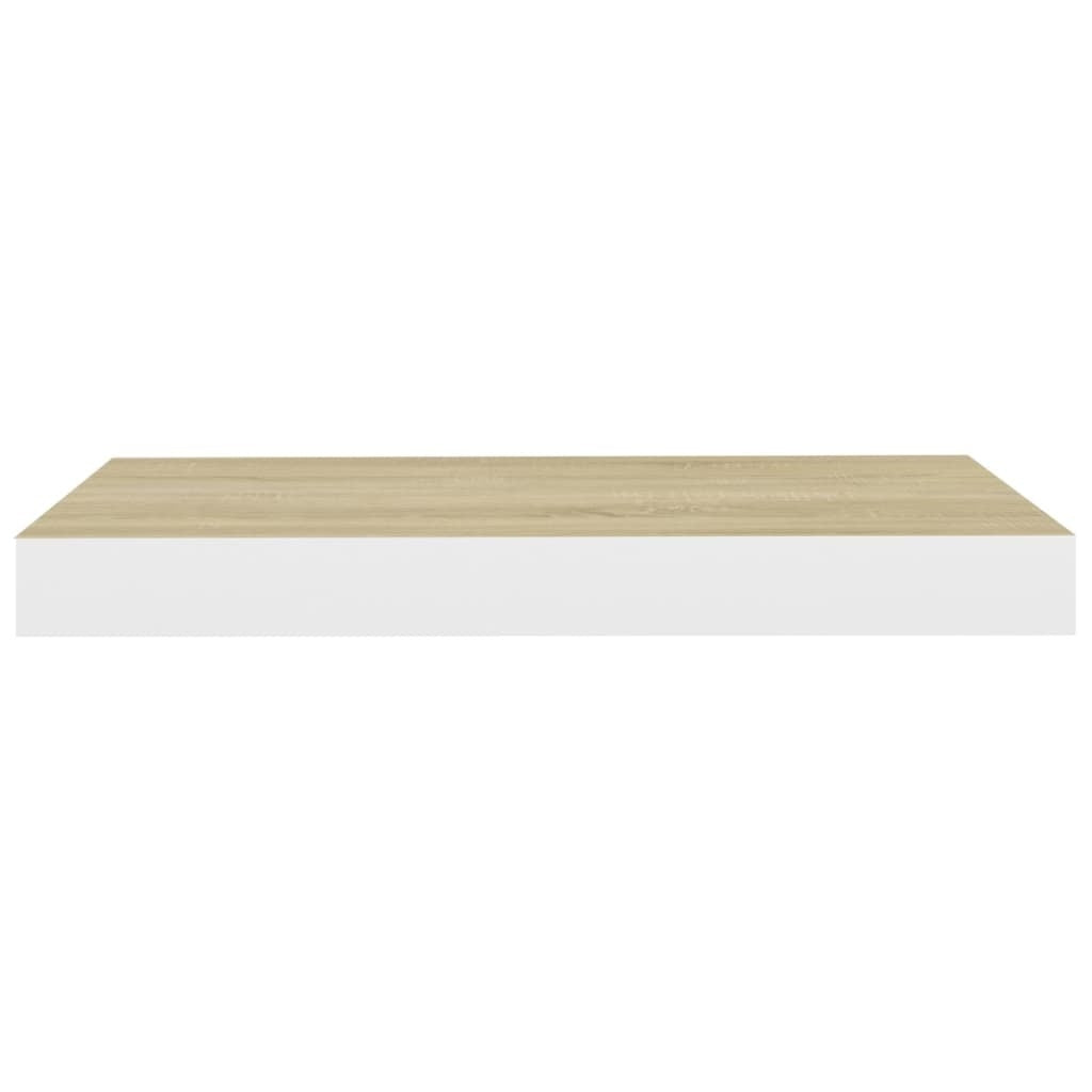 Floating Wall Shelves 2 pcs Oak and White 15.7"x9.1"x1.5" MDF