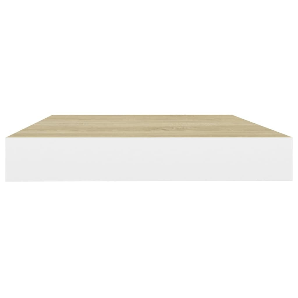 Floating Wall Shelves 2 pcs Oak and White 15.7"x9.1"x1.5" MDF