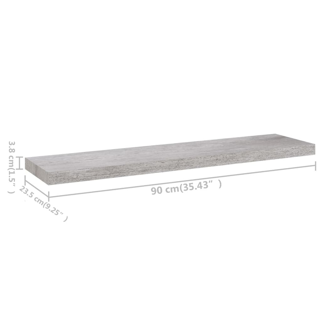 Floating Wall Shelf Concrete Gray 35.4"x9.3"x1.5" MDF