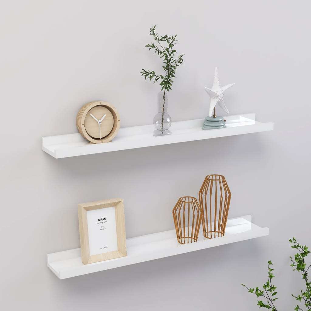 Wall Shelves 2 pcs High Gloss White 23.6"x3.5"x1.2