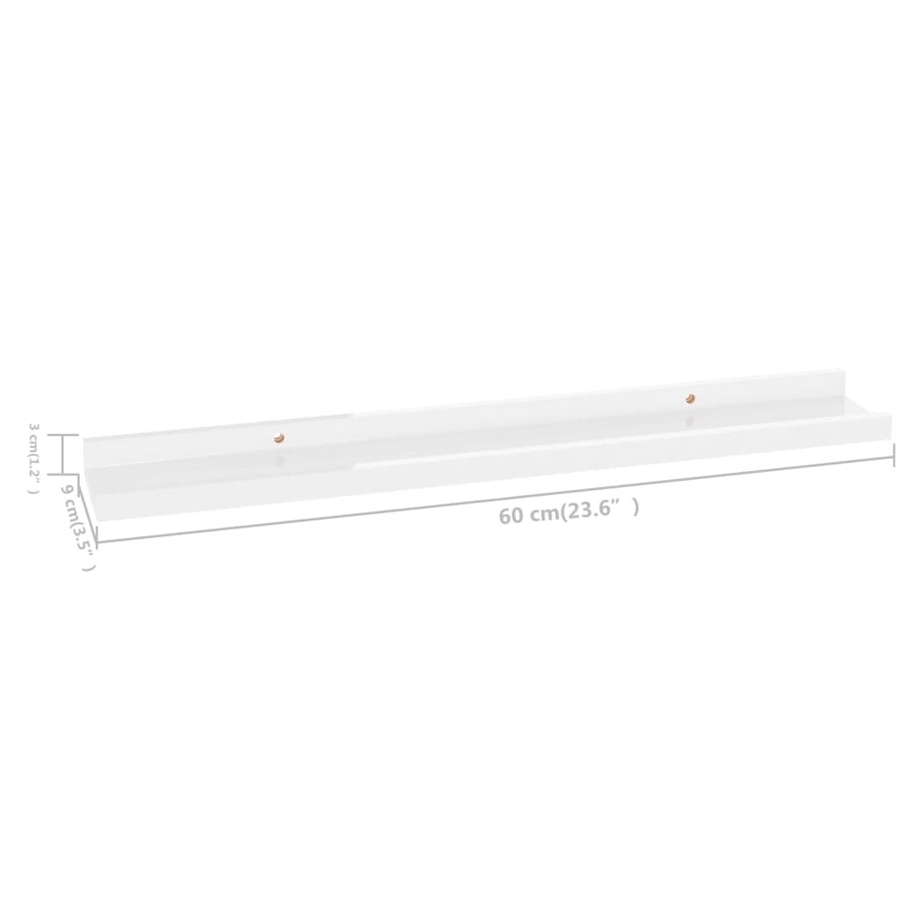 Wall Shelves 2 pcs High Gloss White 23.6"x3.5"x1.2