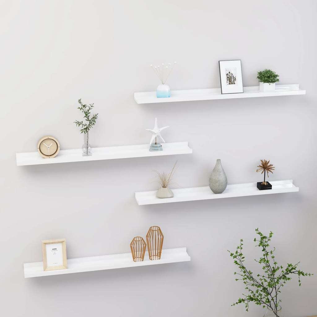 Wall Shelves 4 pcs High Gloss White 31.5"x3.5"x1.2