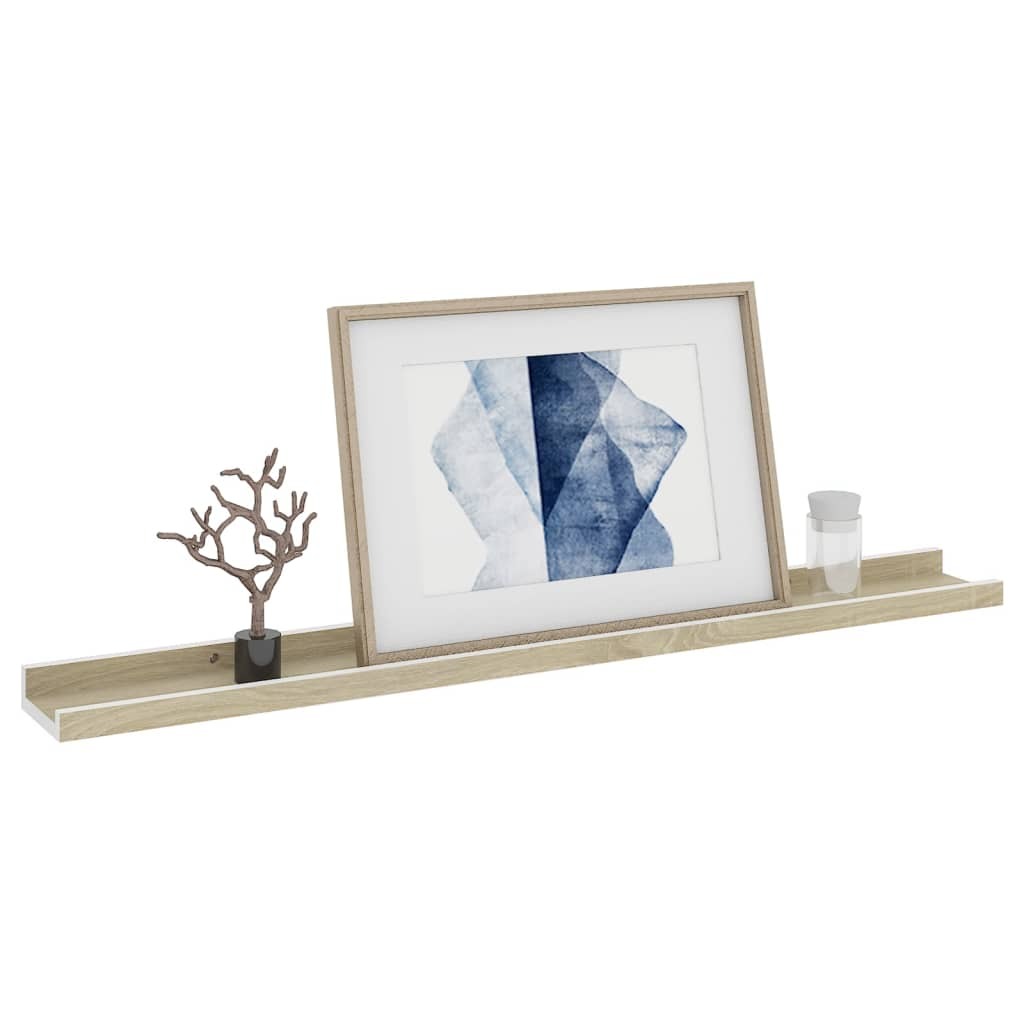 Wall Shelves 4 pcs White and Sonoma Oak 31.5"x3.5"x1.2