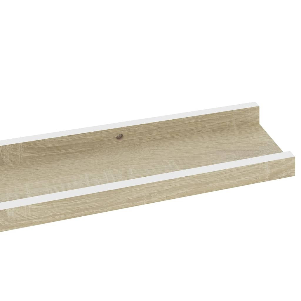 Wall Shelves 4 pcs White and Sonoma Oak 31.5"x3.5"x1.2