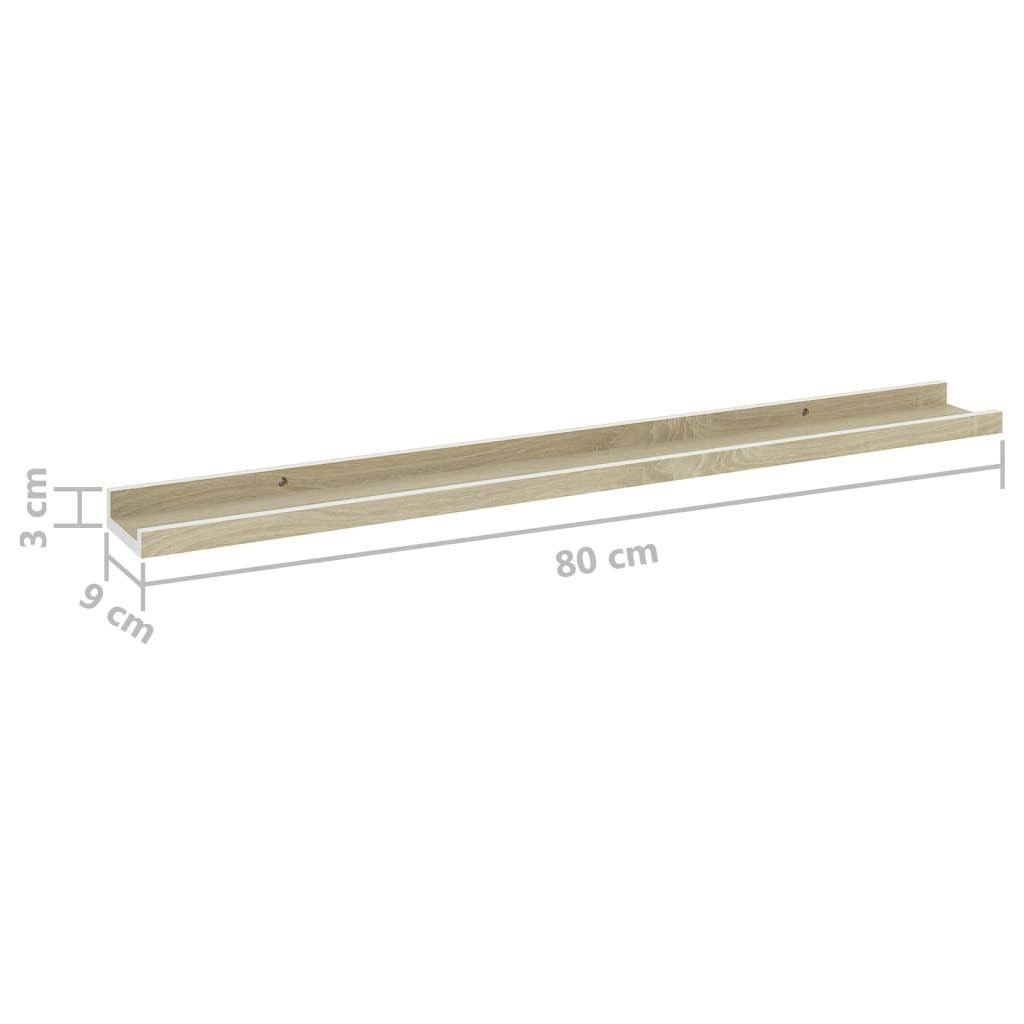 Wall Shelves 4 pcs White and Sonoma Oak 31.5"x3.5"x1.2