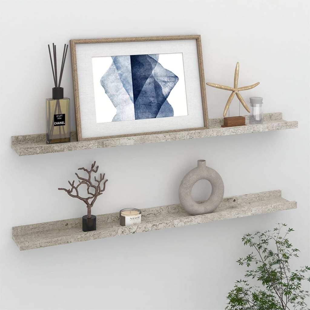 Wall Shelves 2 pcs Concrete Gray 31.5"x3.5"x1.2