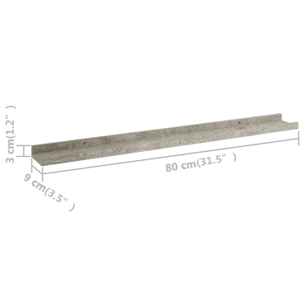 Wall Shelves 2 pcs Concrete Gray 31.5"x3.5"x1.2