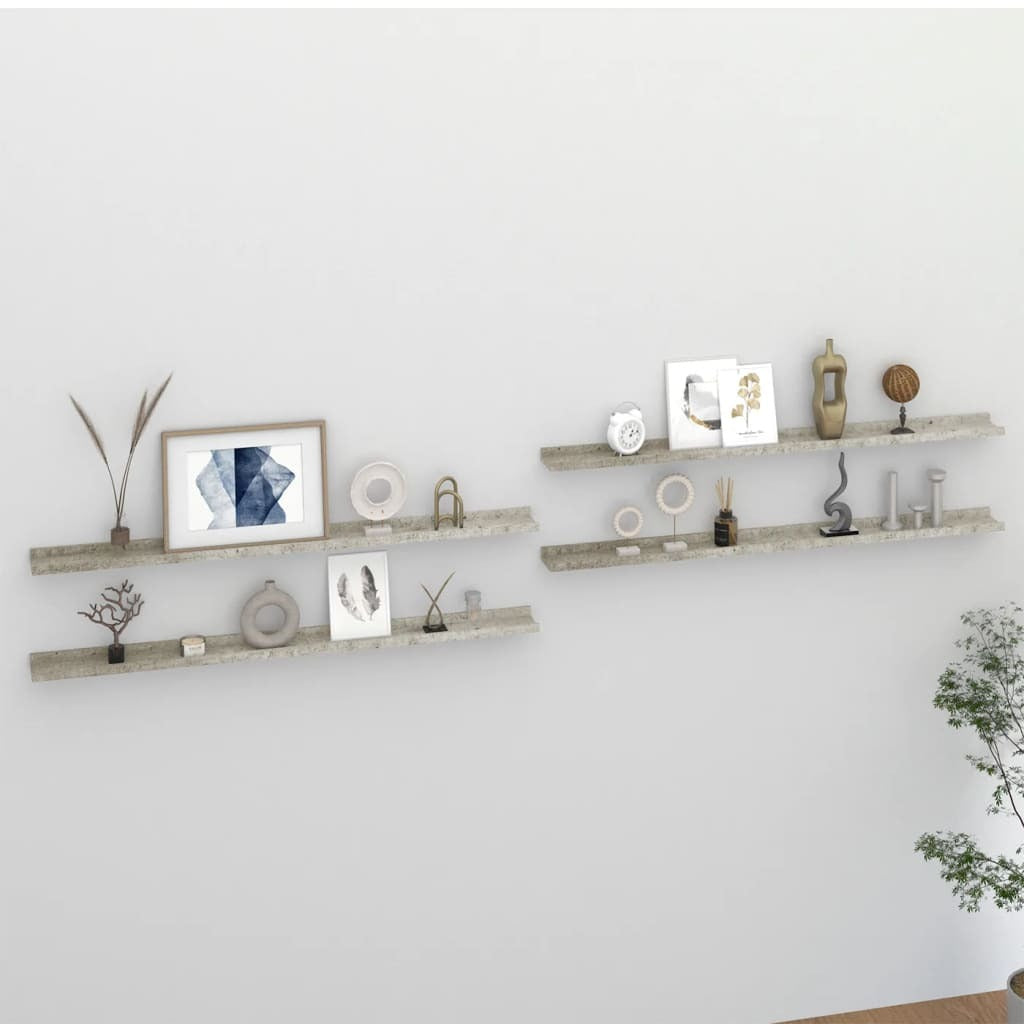 Wall Shelves 4 pcs Concrete Gray 45.3"x3.5"x1.2