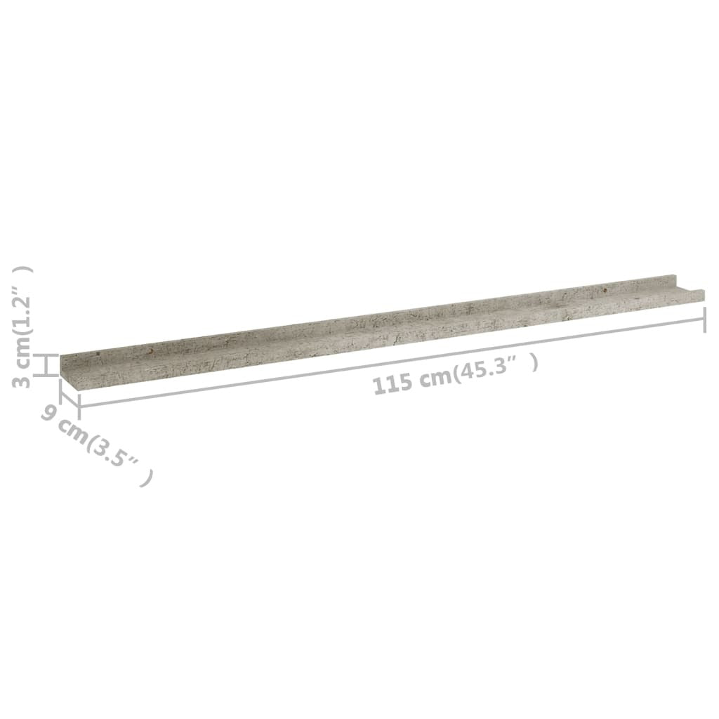 Wall Shelves 4 pcs Concrete Gray 45.3"x3.5"x1.2