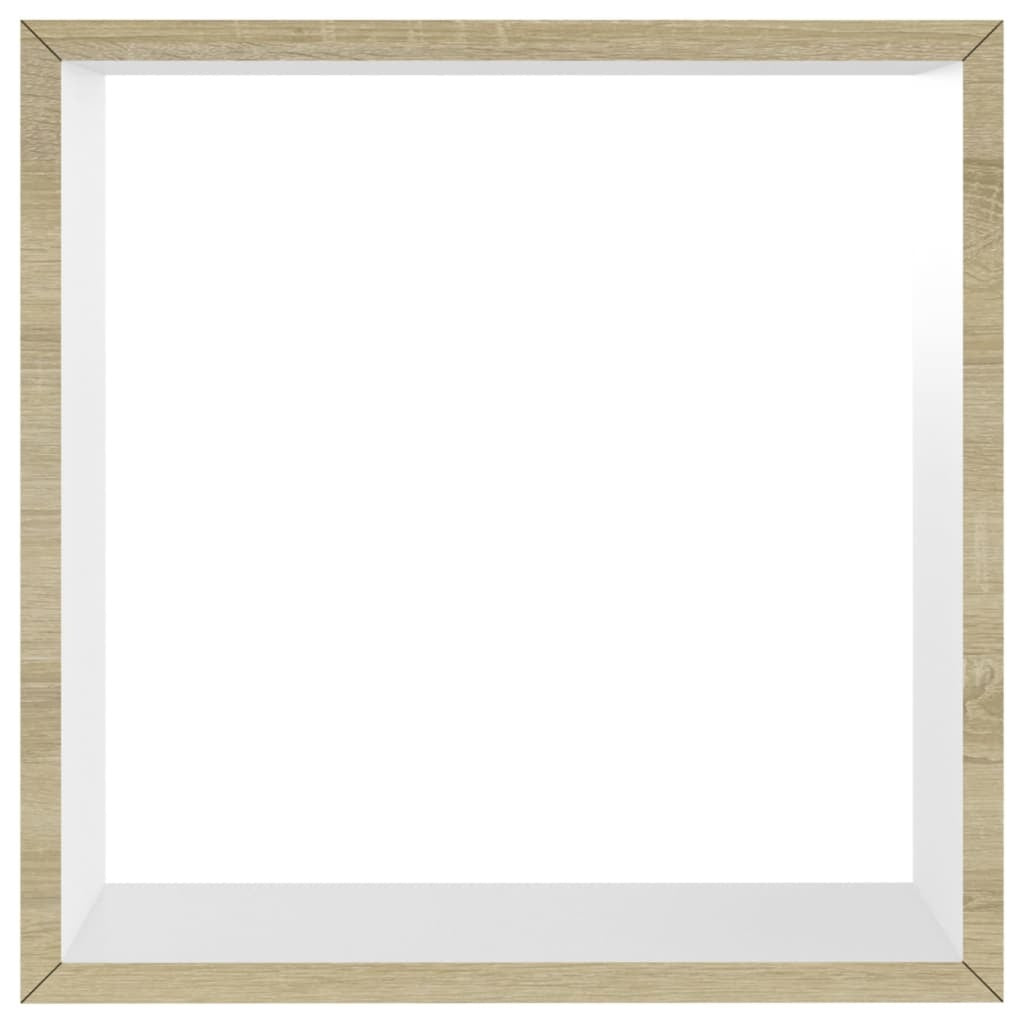 Wall Cube Shelves 3 pcs White and Sonoma Oak