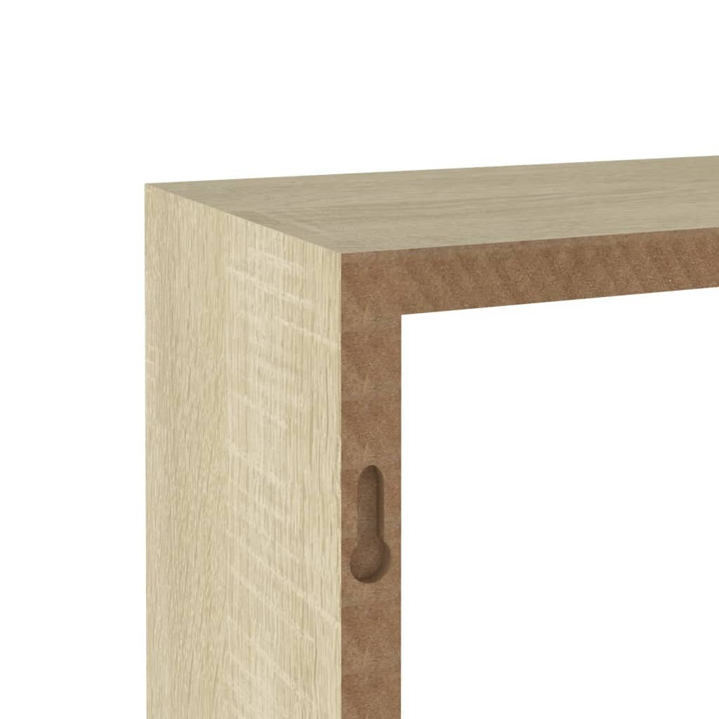 Wall Cube Shelves 3 pcs White and Sonoma Oak