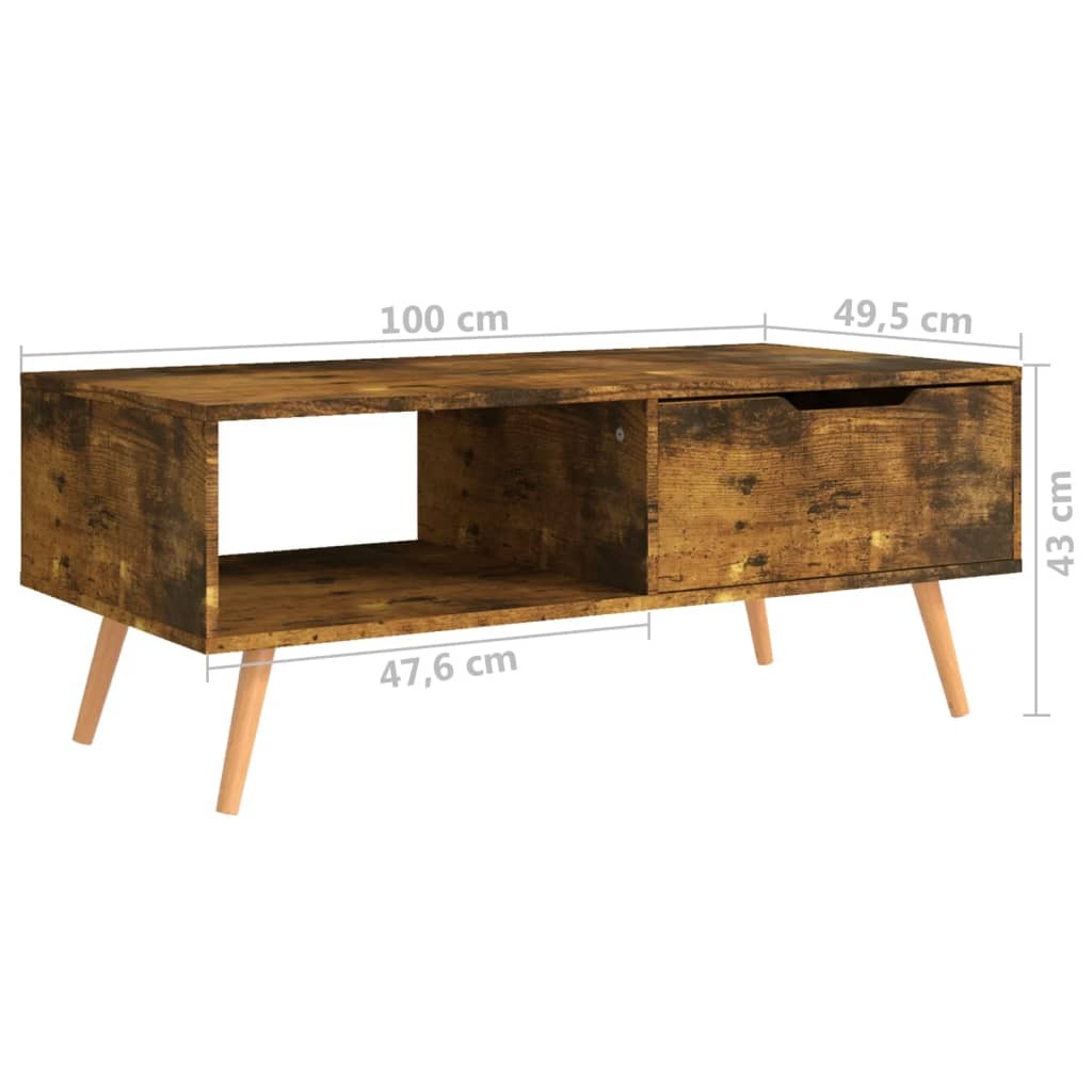 Coffee Table Smoked Oak 39.4"x19.5"x16.9" Engineered Wood