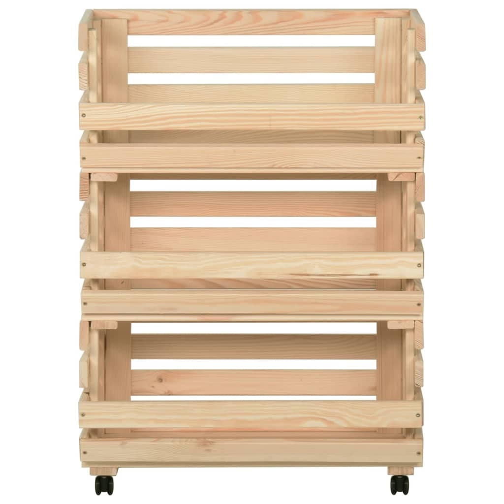 Vegetable Trolley 22.4"x11.8"x31.5" Solid Wood Pine