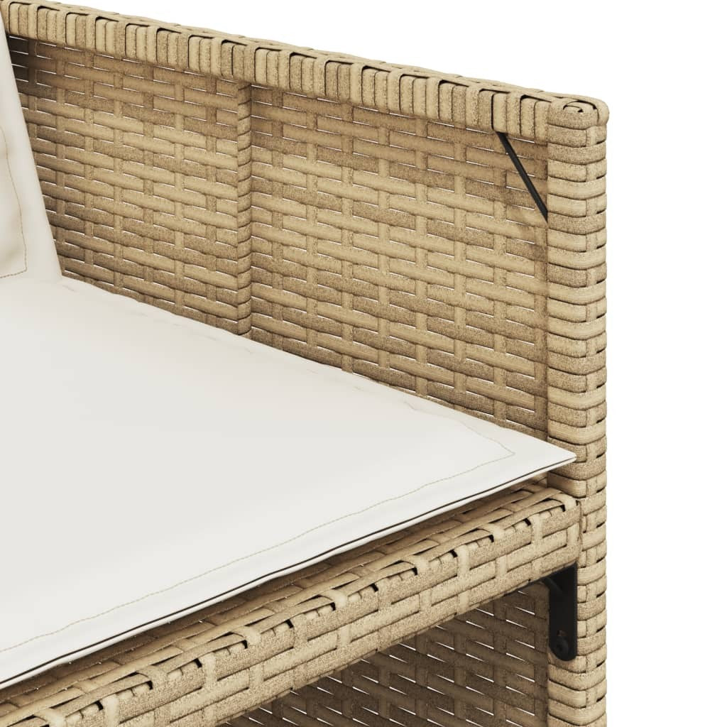 7 Piece Patio Dining Set with Cushions Beige Poly Rattan