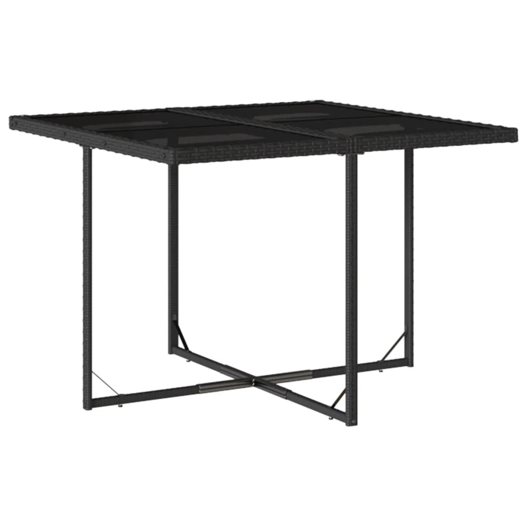 9 Piece Patio Dining Set with Cushions Black Poly Rattan