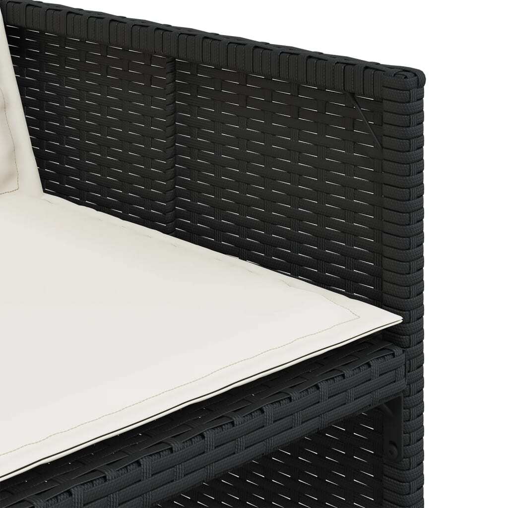 9 Piece Patio Dining Set with Cushions Black Poly Rattan