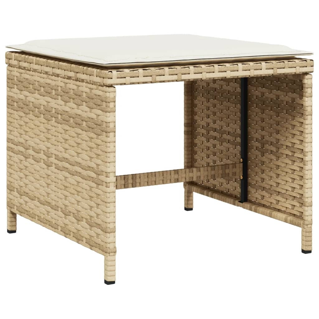 9 Piece Patio Dining Set with Cushions Beige Poly Rattan