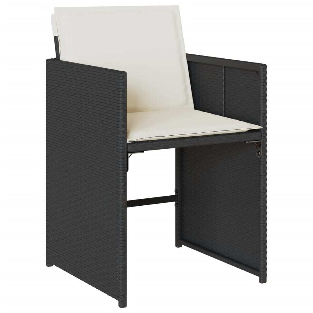 13 Piece Patio Dining Set with Cushions Black Poly Rattan