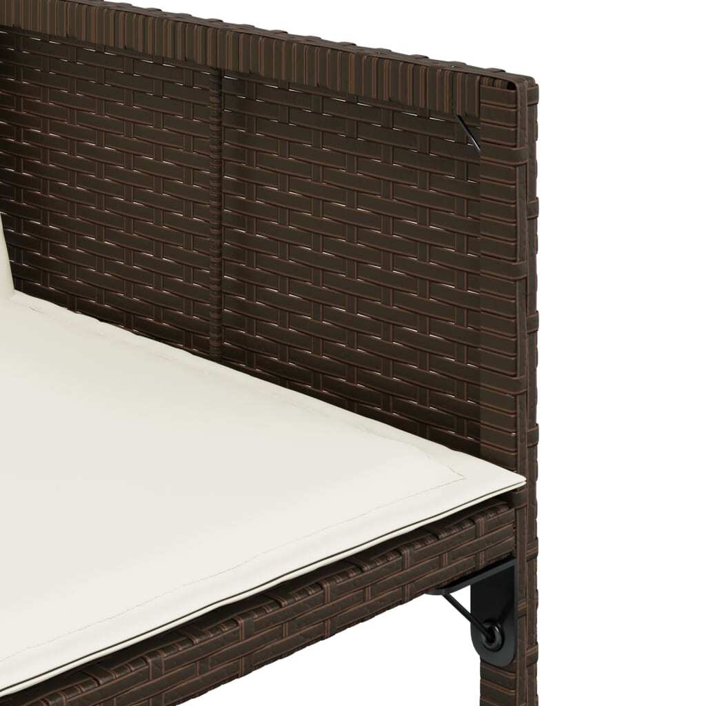 5 Piece Patio Dining Set with Cushions Brown Poly Rattan