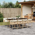 9 Piece Patio Dining Set with Cushions Beige Poly Rattan