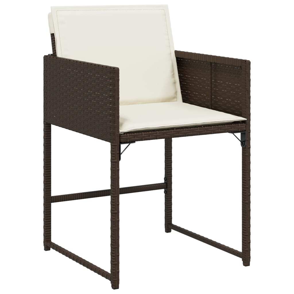 11 Piece Patio Dining Set with Cushions Brown Poly Rattan