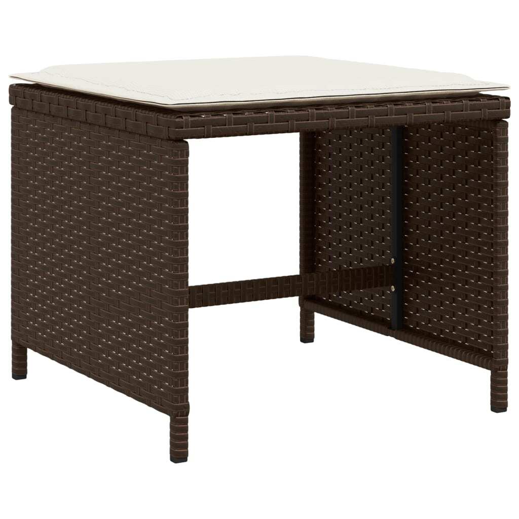 11 Piece Patio Dining Set with Cushions Brown Poly Rattan