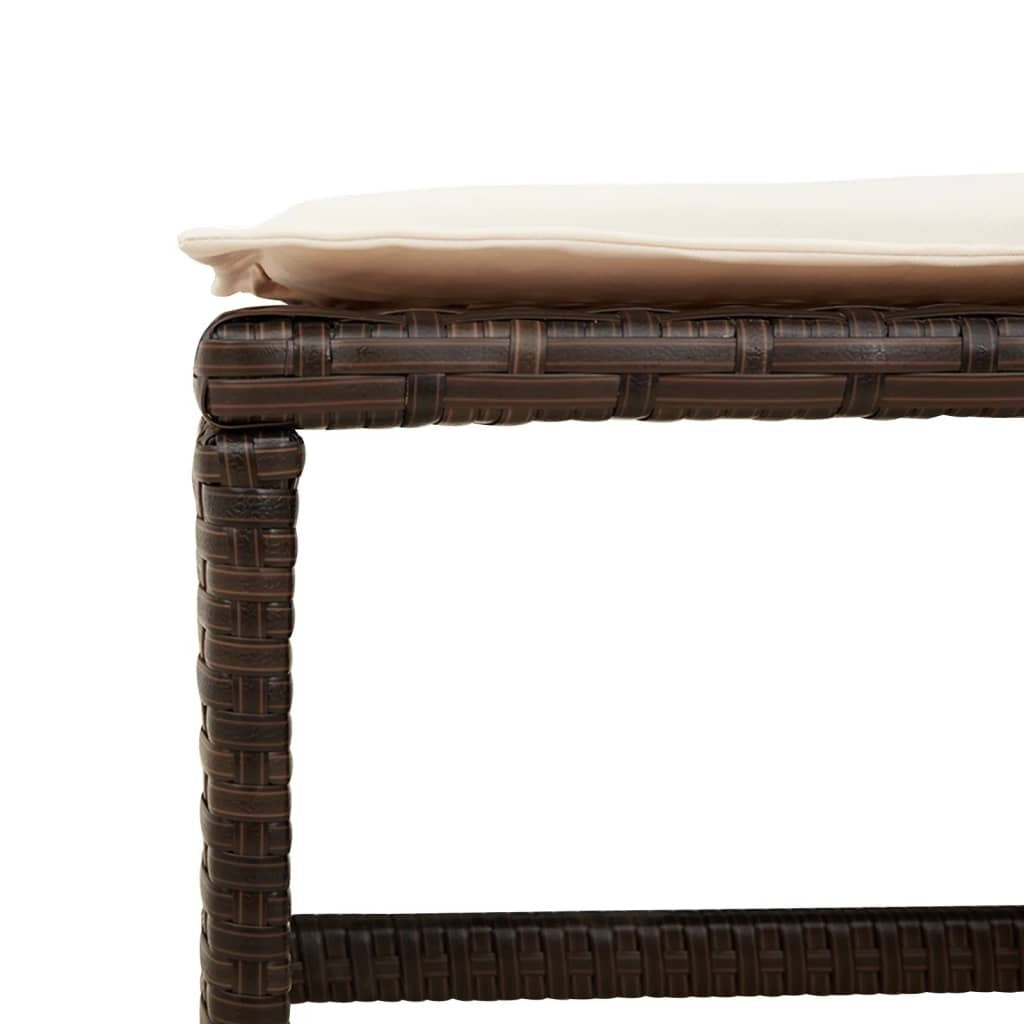 11 Piece Patio Dining Set with Cushions Brown Poly Rattan