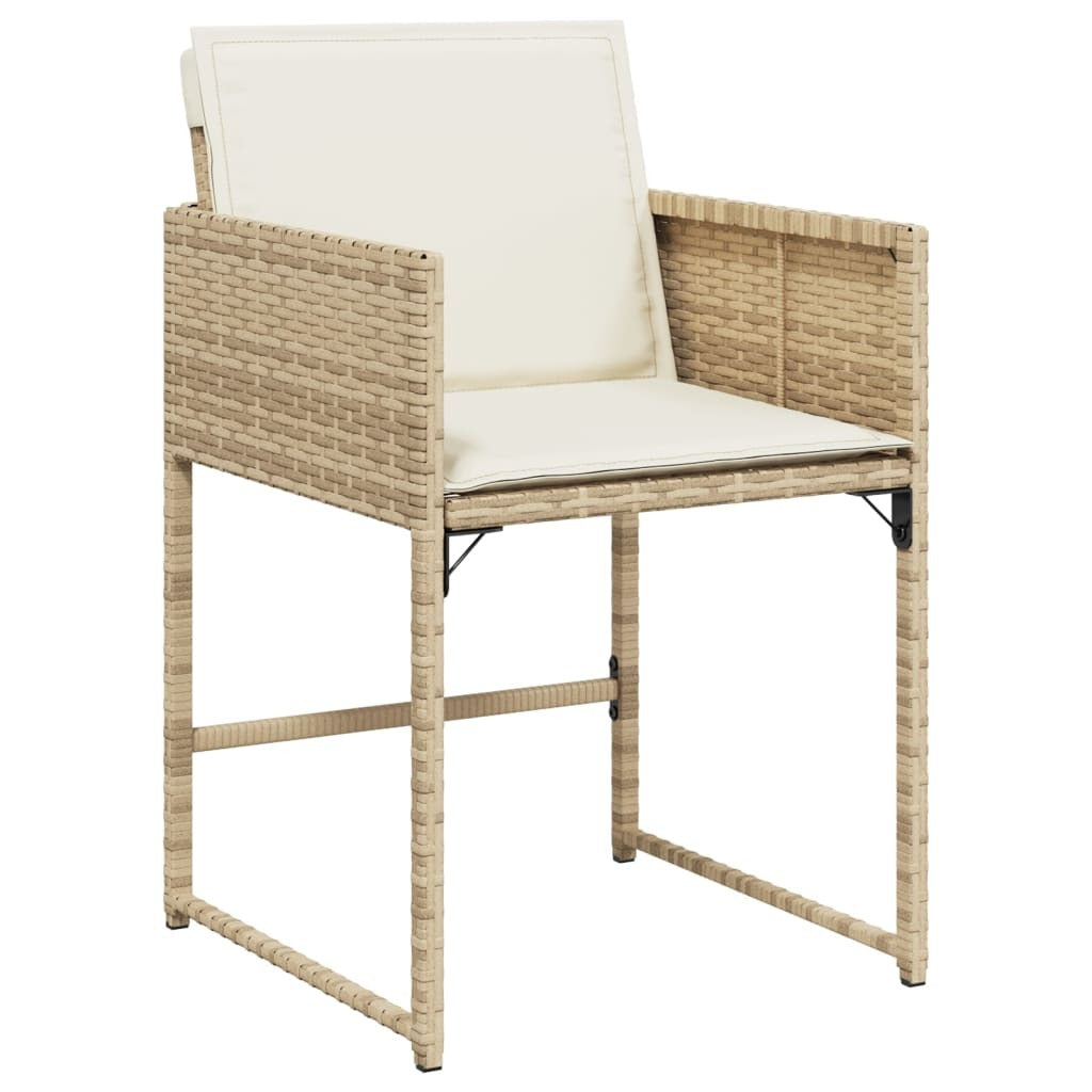 11 Piece Patio Dining Set with Cushions Beige Poly Rattan