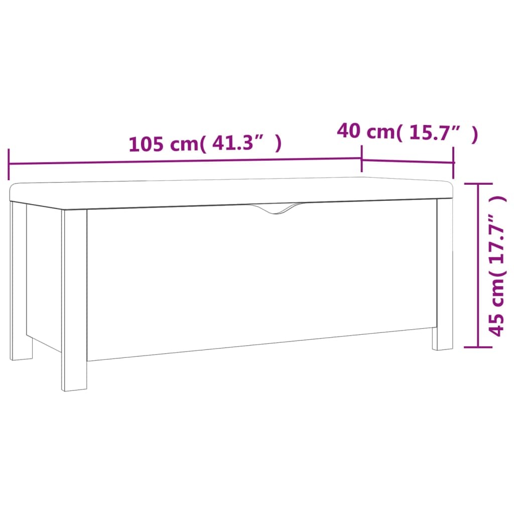 Storage Box with Cushion White 41.3"x15.7"x17.7