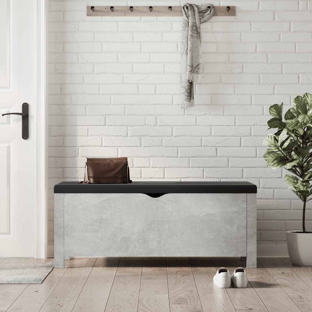 Storage Box with Cushion Concrete Grey 105x40x45 cm