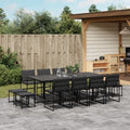 13 Piece Patio Dining Set with Cushions Black Textilene