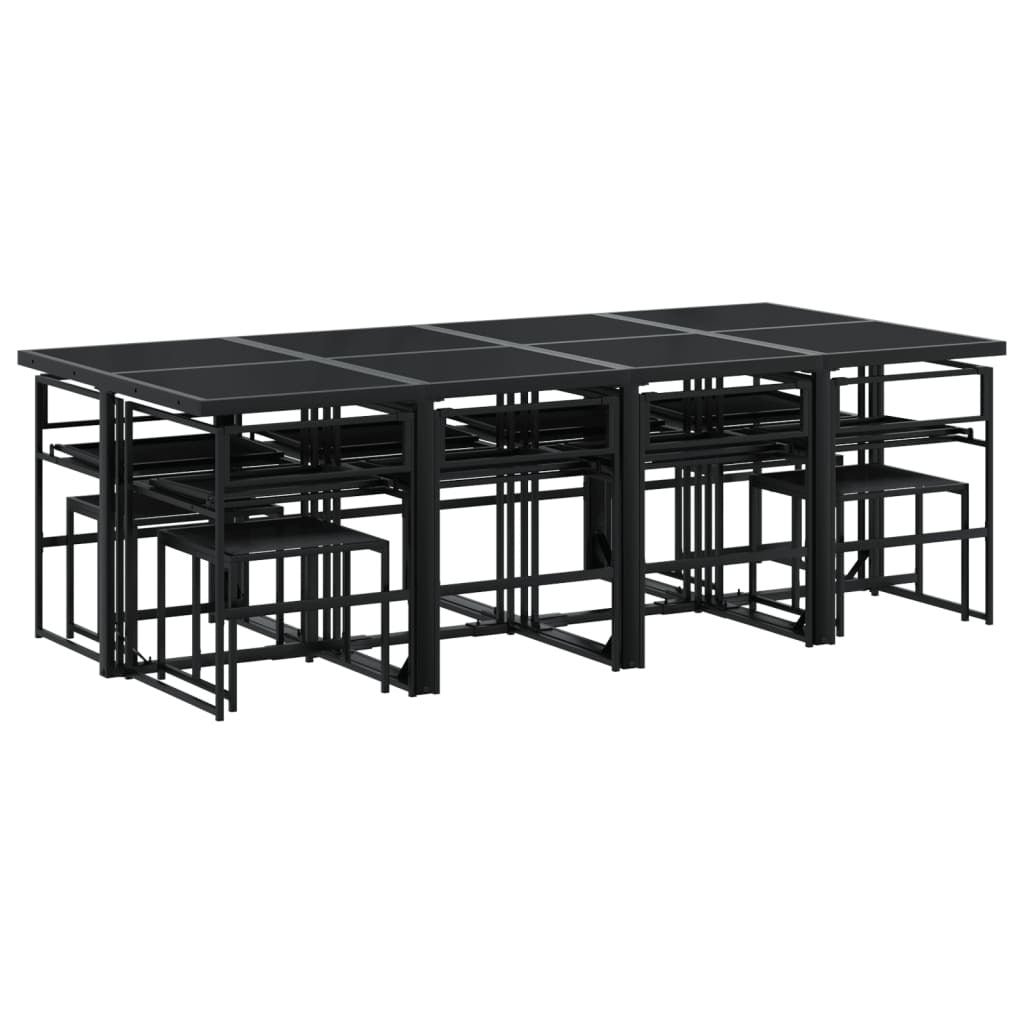 13 Piece Patio Dining Set with Cushions Black Textilene