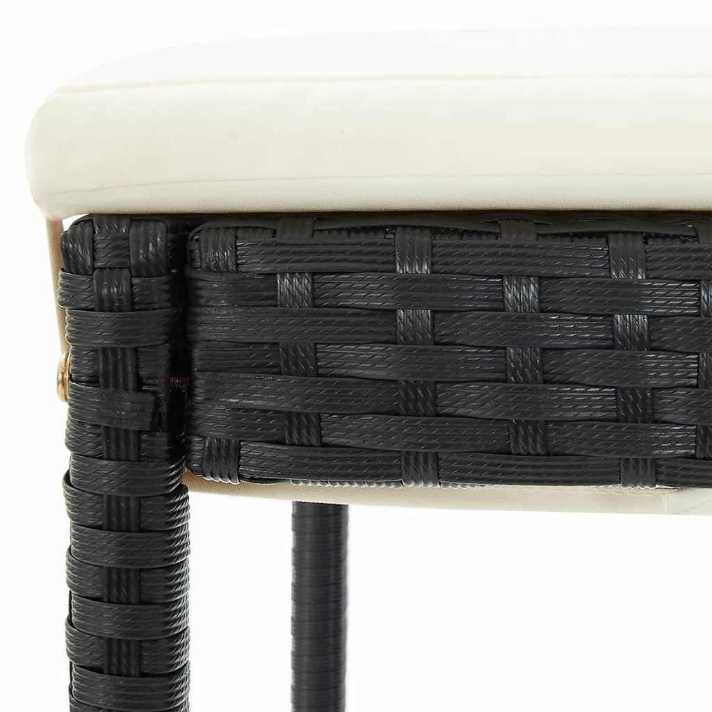 5 Piece Patio Bar Set Black Solid Wood Acacia and Poly Rattan