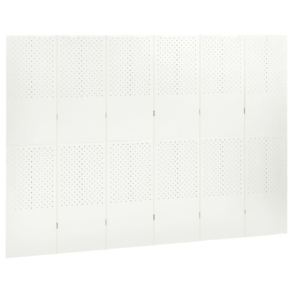 6-Panel Room Divider White 94.5"x70.9" Steel