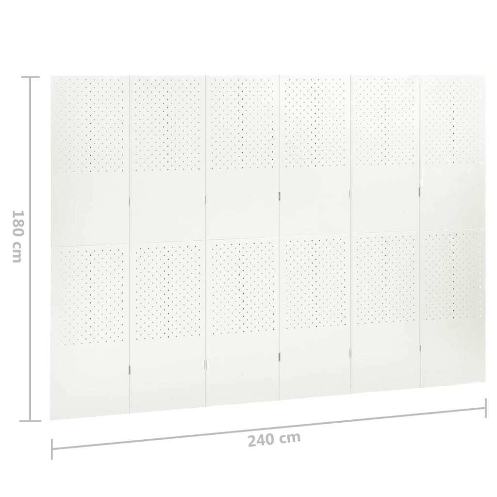 6-Panel Room Divider White 94.5"x70.9" Steel