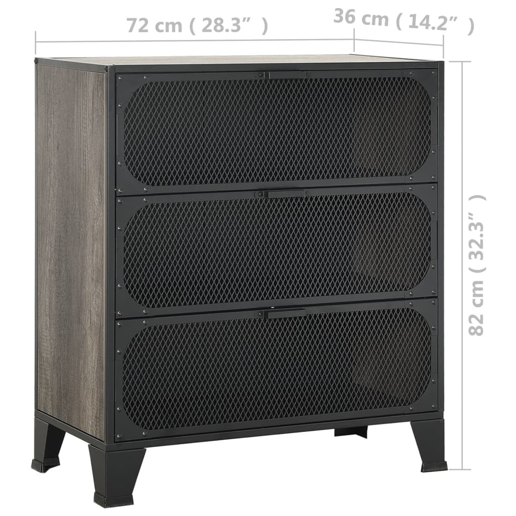 Storage Cabinet Gray 28.3"x14.2"x32.3" Metal and MDF