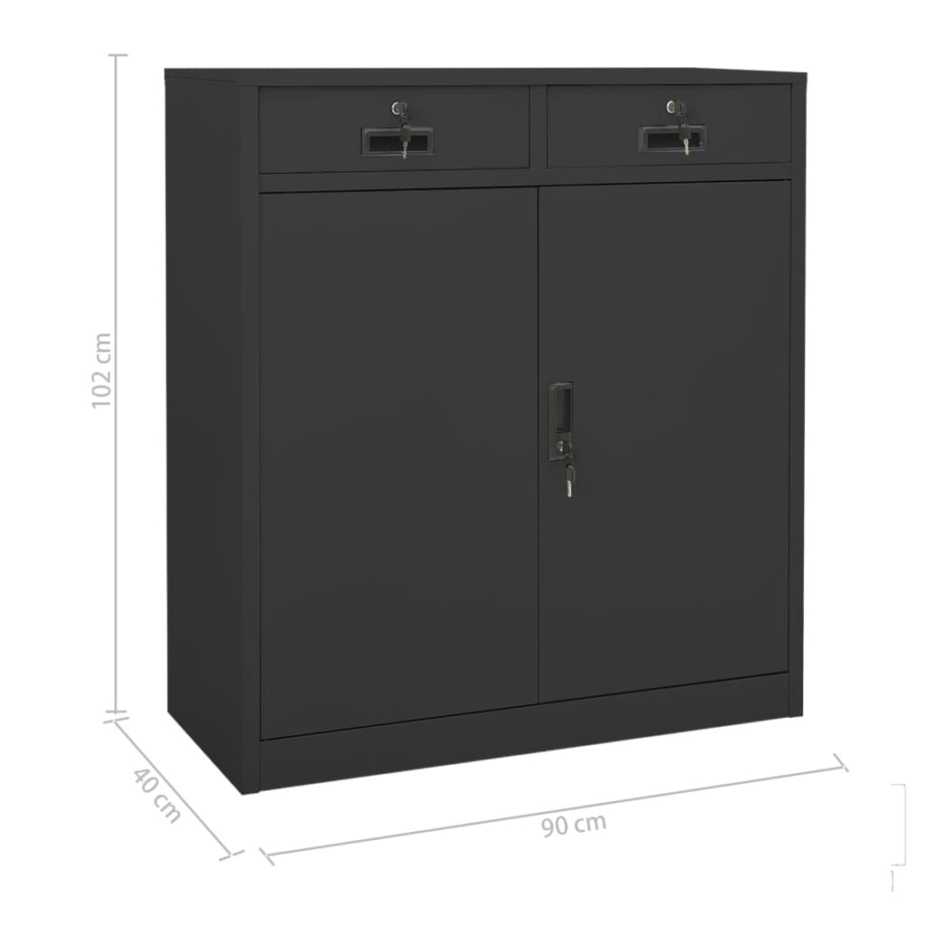 Office Cabinet Anthracite 35.4"x15.7"x40.2" Steel