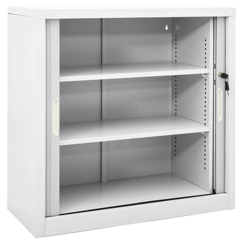 Sliding Door Cabinet Gray 35.4"x15.7"x35.4" Steel