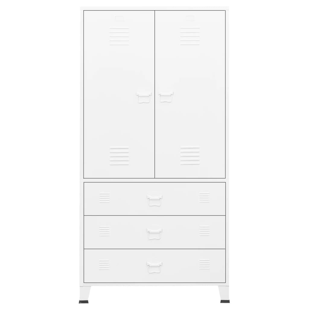 Industrial Wardrobe White 35.4"x19.7"x70.9" Metal